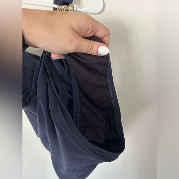 Michael Kors One Shoulder Navy Swimsuit - Picture 4 of 6